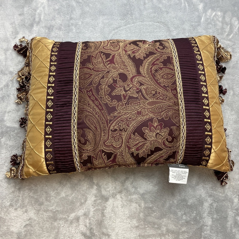 Vintage Croscill Imperial Empress Boudoir Pillow Burgundy Gold Stuffed Ornate